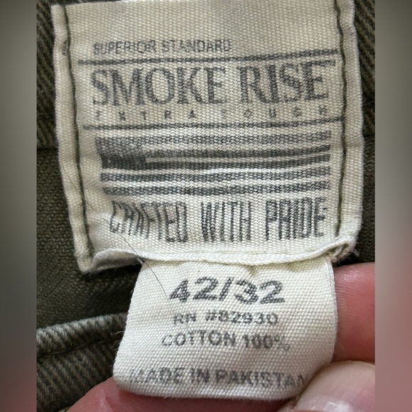 Smoke Rise Men’s 42x32 (42x30) Slim Straight Leg Distressed Green Denim Jeans - Picture 4 of 7